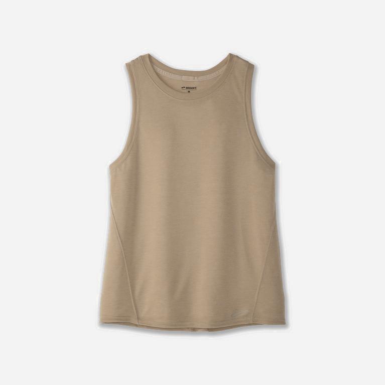 Brooks Distance Womens Running Tank Top - Heather Oatmeal/Black - Philippines (143657SLU)